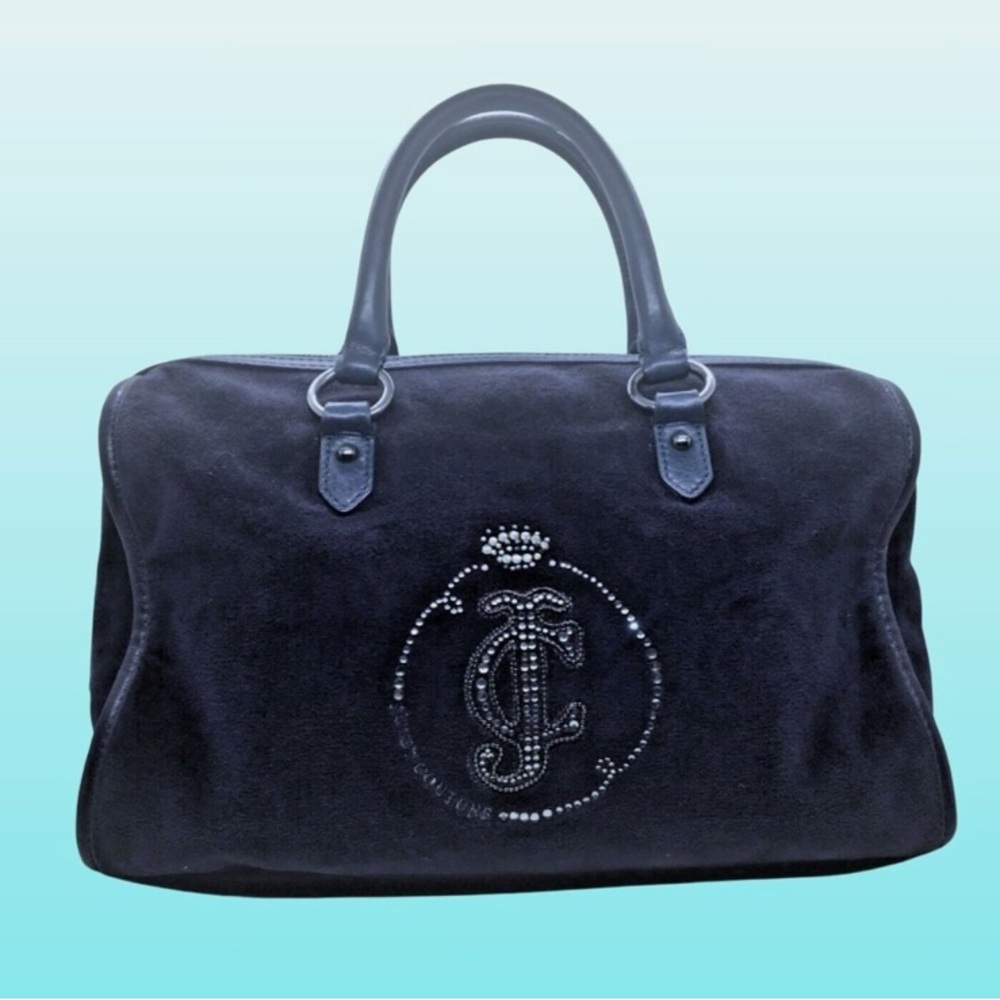 Juicy Couture Y2K Navy Blue Velour Purse Bag